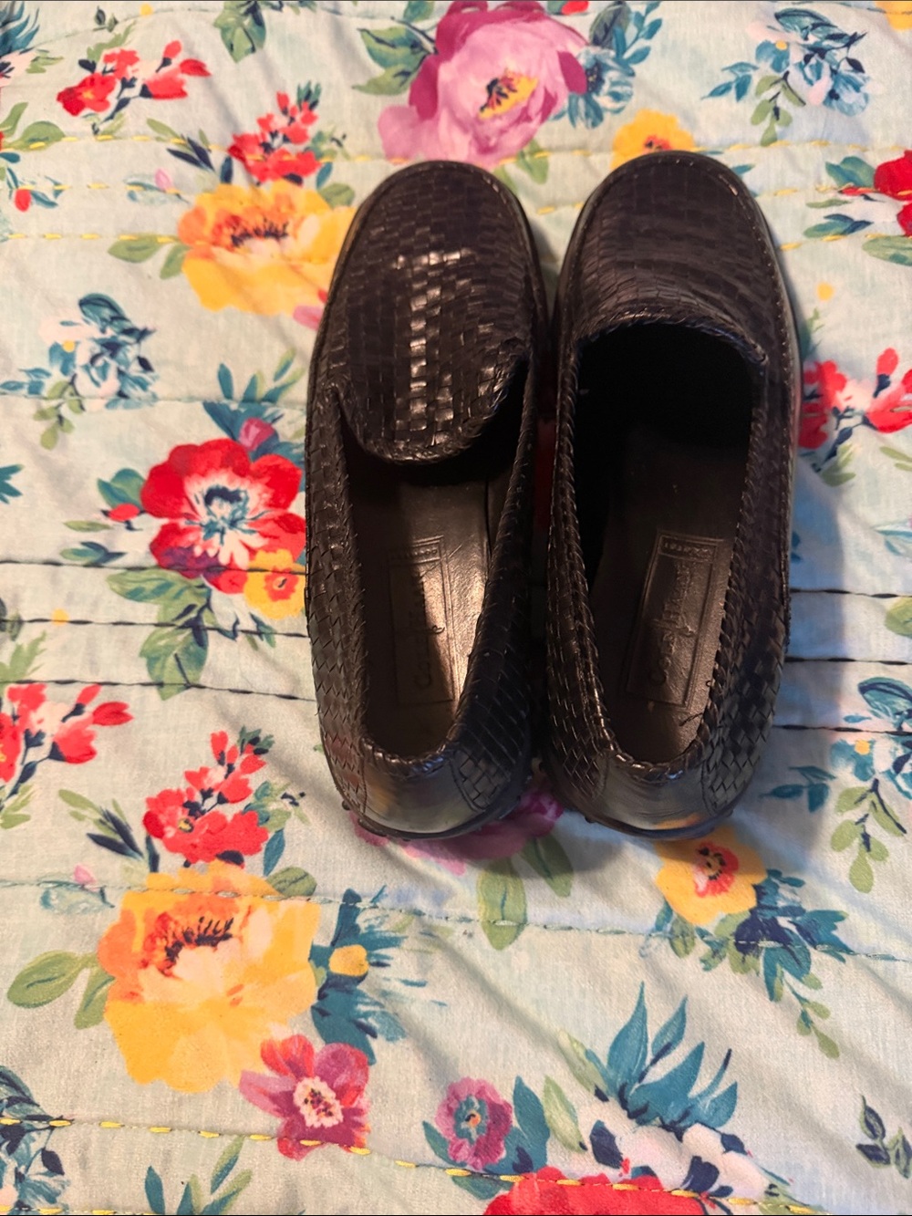 Cole Haan Black Woven Leather Slip-On Loafers